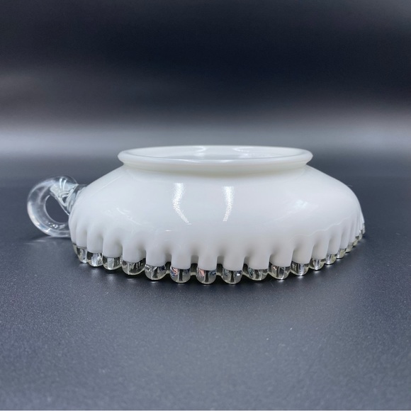 Vintage Fenton White Silver Crest Heart Shaped Nappy Candy Relish Serving Dish - Picture 10 of 11